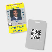 Press Pass Abzeichen Ausweis (Vorder- & Rückseite)