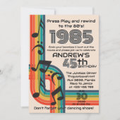 Press Play & Rewind Retro Cassette 45th Birthday Einladung (Vorderseite)