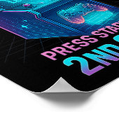 Press Start 2nd Grade Gamer Kids Level Up Fun 1  Poster (Ecke)
