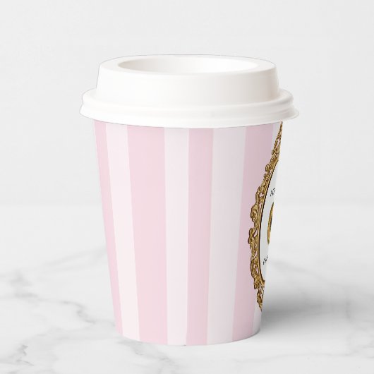 Presse für Champagne | Rosa Streifen Pappbecher (Rechts)