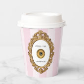 Presse für Champagne | Rosa Streifen Pappbecher (Vorderseite)