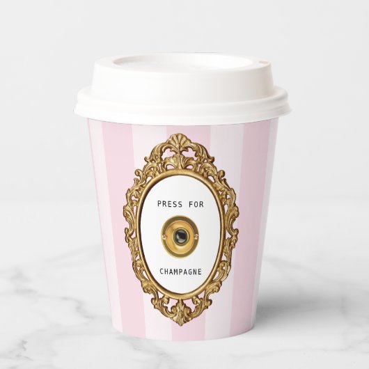 Presse für Champagne | Rosa Streifen Pappbecher (Vorderseite)