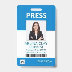 Presse-ID-Ausweis Foto Journalist Medienpass Blau Ausweis