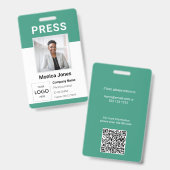 Presse-Logo-Foto-QR-Code Professionelles Abzeichen Ausweis (Vorder- & Rückseite)