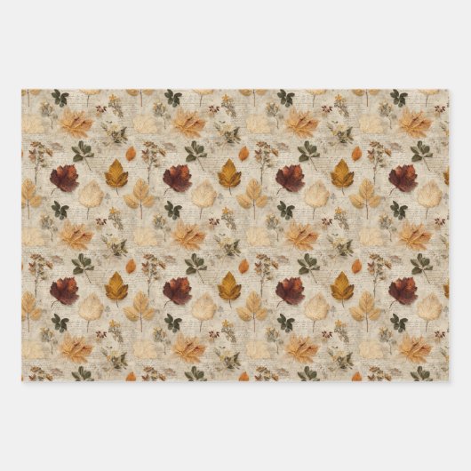 Pressed Blätter & Script Wrapping Paper Set (Vorderseite 2)