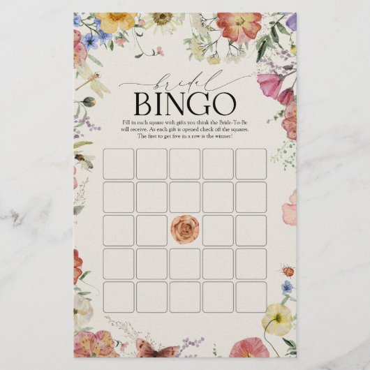 Pressed Blume Bridal Bingo Game (Vorderseite)