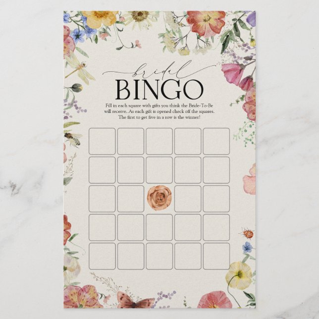 Pressed Blume Bridal Bingo Game (Vorderseite)