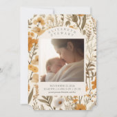 Pressed Blume Herbst 2 Foto Geburtsankündigung Einladung (Vorderseite)