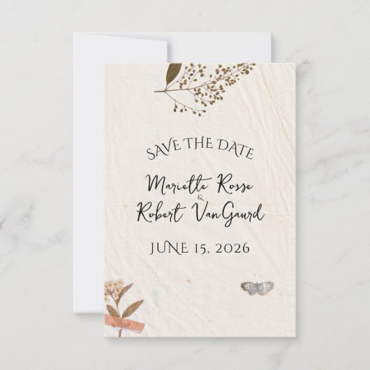 Pressed Blume Natural and Simple Wedding Save The Date (Vorderseite)