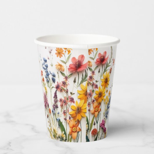 Pressed Blume Wildblume Boho Brautparty Pappbecher (Rechts)