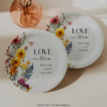 Pressed Blume Wildblume Boho Wedding Pappteller<br><div class="desc">Dieses Design besticht durch eine realistische,  handgepflückte,  farbenfrohe Wildblumen und eine gelungene Kombination aus modernen und eleganten Schriftart. Sehen Sie sich die gesamte Kollektion an,  um mehr passende Artikel zu finden!</div>