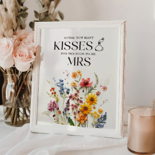 Pressed Blume Wildblume Wie viele Küsse unterschre Poster