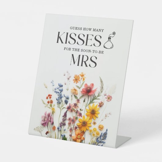 Pressed Blume Wildblume Wie viele Küsse unterschre Sockelschild (Vorderseite)