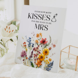 Pressed Blume Wildblume Wie viele Küsse unterschre Sockelschild