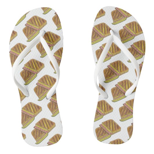 Pressed Cuban Sandwich Ham Cheese Salami PIckle Badesandalen (Fußbett)