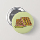 Pressed Cuban Sandwich Ham Cheese Salami PIckle Button (Vorne & Hinten)