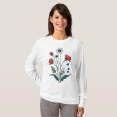 "Pressed Daisy & Leaf Minimalistisch Design" T-Shirt (Vorne ganz)