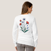 "Pressed Daisy & Leaf Minimalistisch Design" T-Shirt (Schwarz voll)