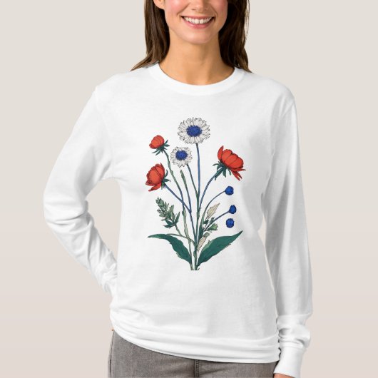 "Pressed Daisy & Leaf Minimalistisch Design" T-Shirt (Vorderseite)