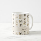 Pressed Flower Collage Name Botanische Farmhaus Kaffeetasse (VorderseiteRechts)