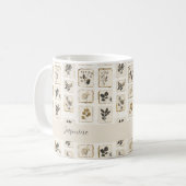 Pressed Flower Collage Name Botanische Farmhaus Kaffeetasse (Vorderseite Links)