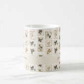 Pressed Flower Collage Name Botanische Farmhaus Kaffeetasse (Mittel)