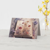 Pressed flowers growing from a book Birthday Karte (Gelbe Blume)