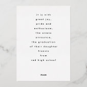 Pressed Foil Gold GRAD Klasse von 22 Ankündigung (Rückseite)