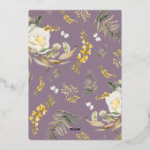 Pressed Gold Boho Micro Wildblume Wreath Wedding Folieneinladung (Rückseite)