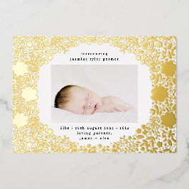 Pressed Gold Foil Florals Baby Birth Ankündigung