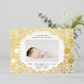 Pressed Gold Foil Florals Baby Birth Ankündigung (Stehend vorne)
