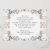 Pressed Gold Foil Florals Baby Birth Ankündigung (Rückseite)