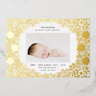 Pressed Gold Folie Florale Baby-Geburtsanzeige Folieneinladung