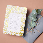 Pressed Gold Leaf Wildblumen Hochzeitsrahmen Folieneinladung