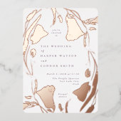 Pressed Rose Gold Spring Boho Wildblume Hochzeit Folieneinladung (Vorderseite)