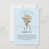 Pressed Wildblume Baby in Bloom Boho Babydusche Dankeskarte (Vorderseite)