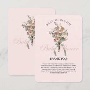 Pressed Wildblume Baby in Bloom Boho Babydusche Dankeskarte