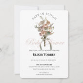 Pressed Wildblume Baby in Bloom Boho Babydusche Einladung (Vorderseite)