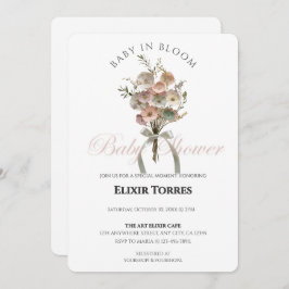 Pressed Wildblume Baby in Bloom Boho Babydusche Einladung