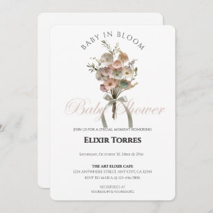 Pressed Wildblume Baby in Bloom Boho Babydusche Einladung