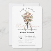 Pressed Wildblume Baby in Bloom Boho Babydusche Einladung (Vorderseite)