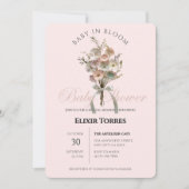 Pressed Wildblume Baby in Bloom Boho Babydusche Einladung (Vorderseite)