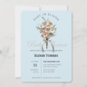 Pressed Wildblume Baby in Bloom Boho Babydusche Einladung (Vorderseite)