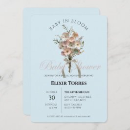 Pressed Wildblume Baby in Bloom Boho Babydusche Einladung