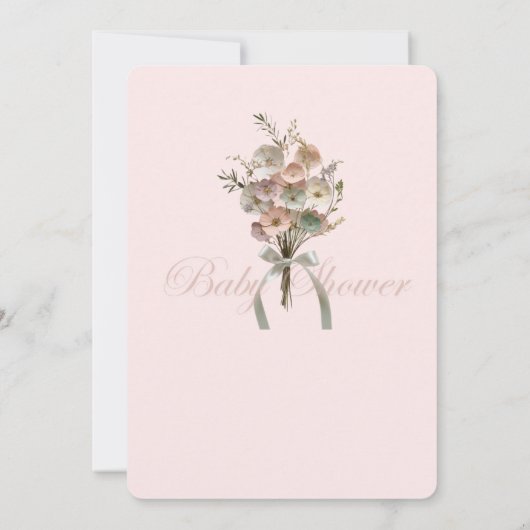 Pressed Wildblume Baby in Bloom Boho Babydusche Einladung (Rückseite)