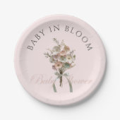 Pressed Wildblume Baby in Bloom Boho Babydusche Pappteller (Vorderseite)