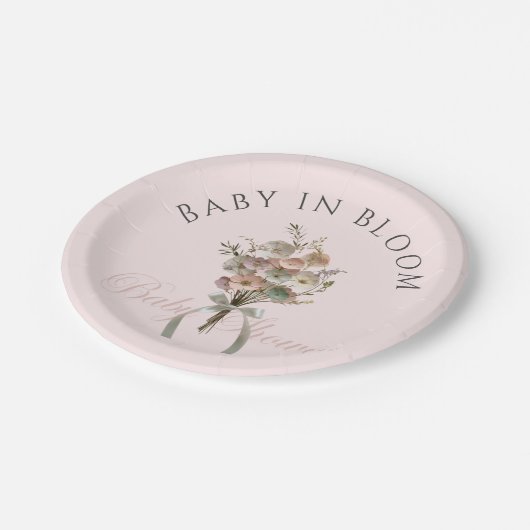 Pressed Wildblume Baby in Bloom Boho Babydusche Pappteller (Schrägansicht)