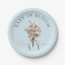 Pressed Wildblume Baby in Bloom Boho Babydusche Pappteller
