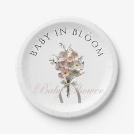 Pressed Wildblume Baby in Bloom Boho Babydusche Pappteller