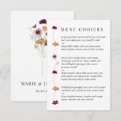 Pressed Wildblume Wedding Menu Choices Card Begleitkarte (Vorne/Hinten)